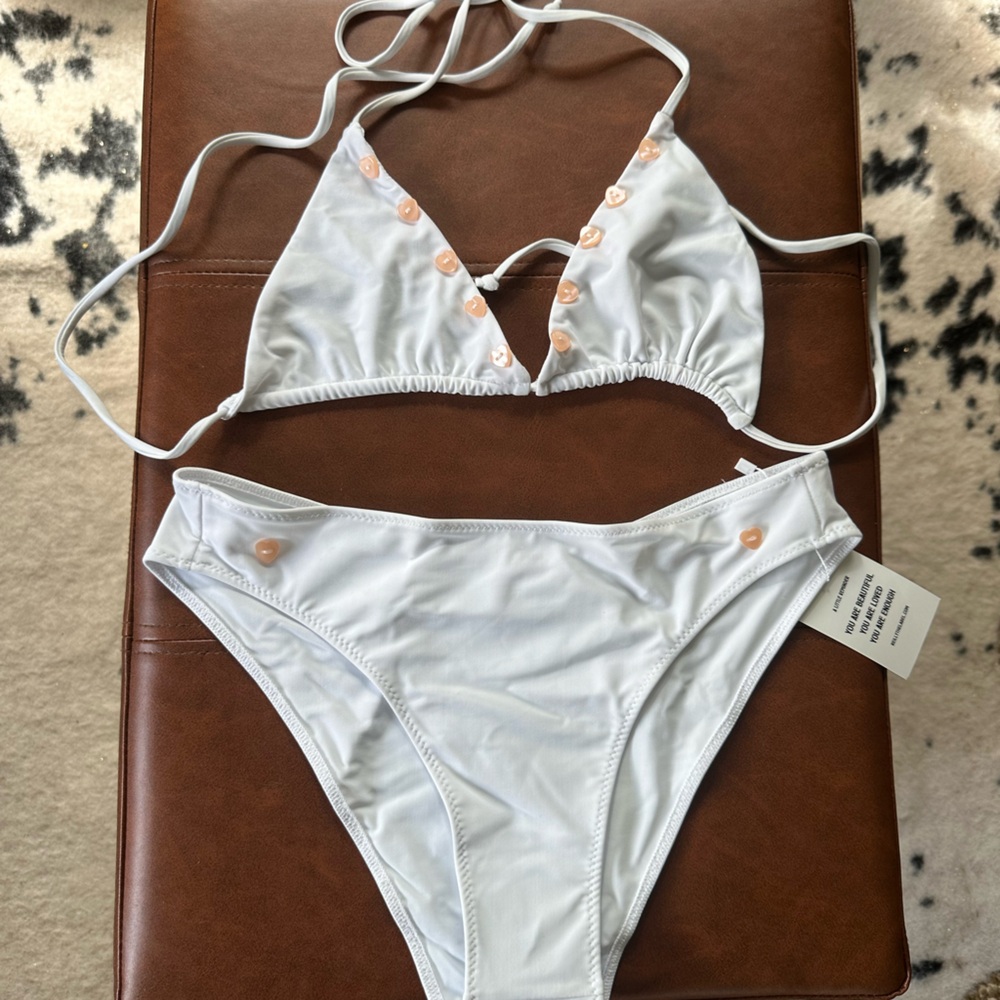 NWT Frankie's Bikinis White Bikini Set